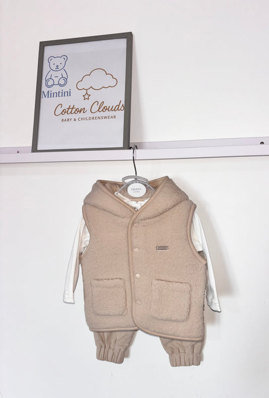 Mintini Beige Gilet Set