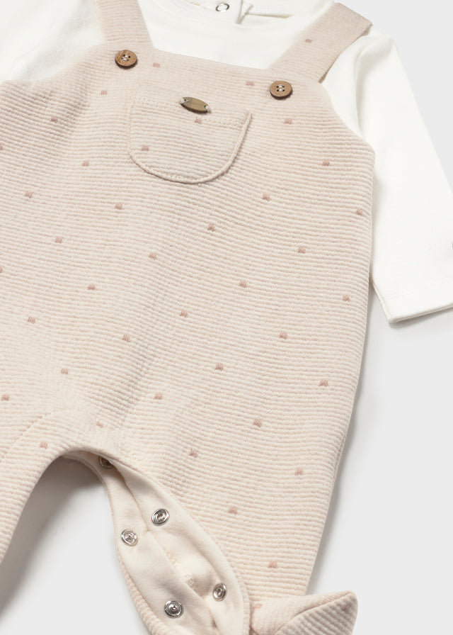 Mayoral Beige Dungaree Romper