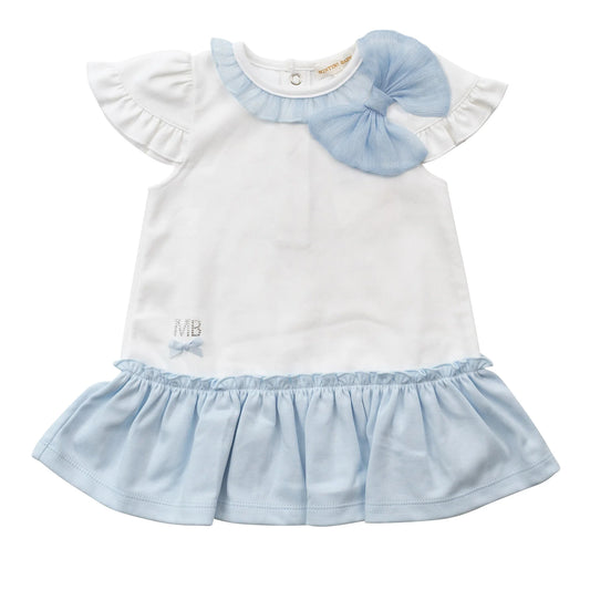 Mintini White & Blue Bow Dress