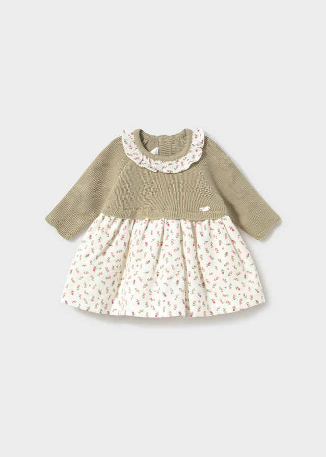 Mayoral Sage Floral Knit Dress