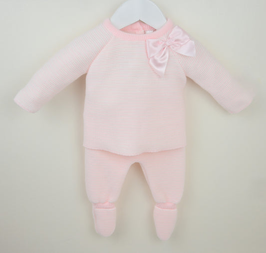 Pex Pink Bow Knitted Trouser Set