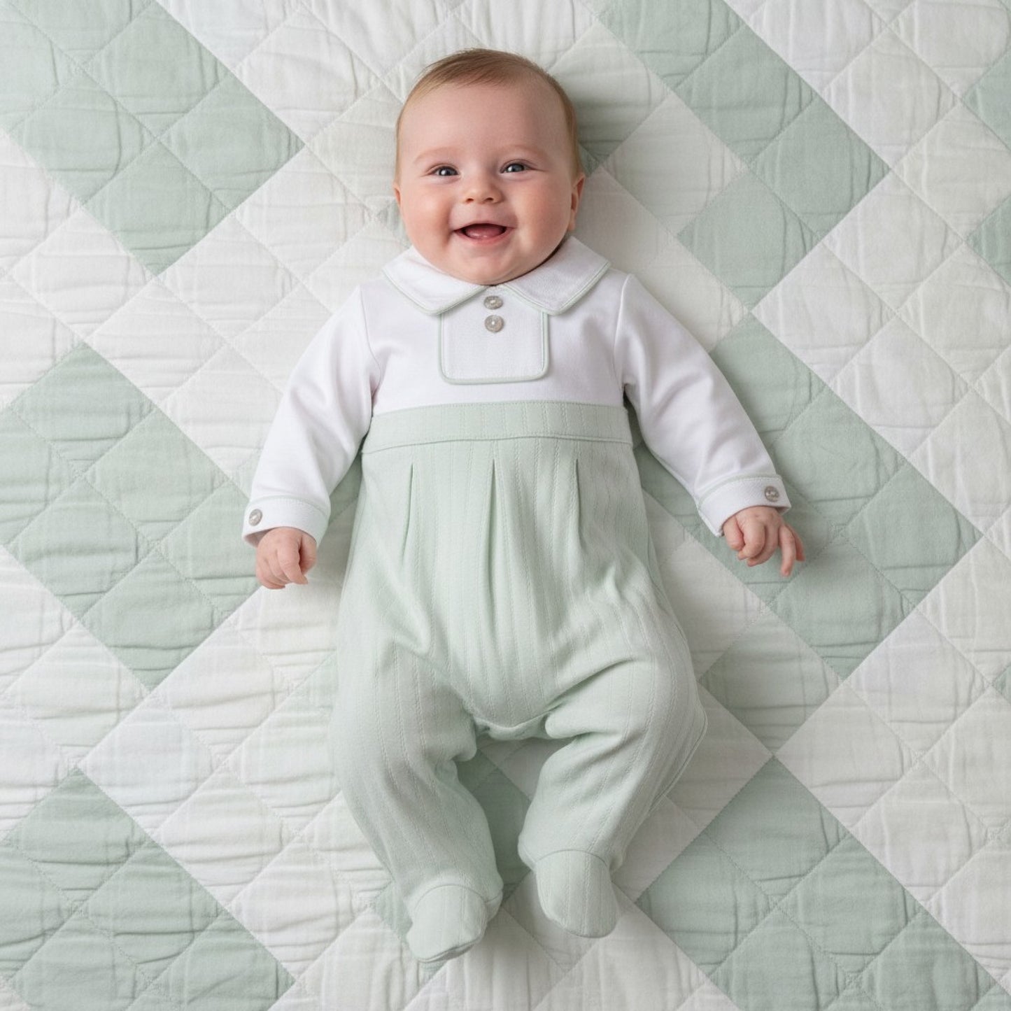 Mintini Pistachio White Onesie