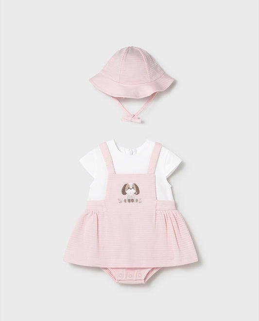 Mayoral Pink Dungaree Skirt & Hat