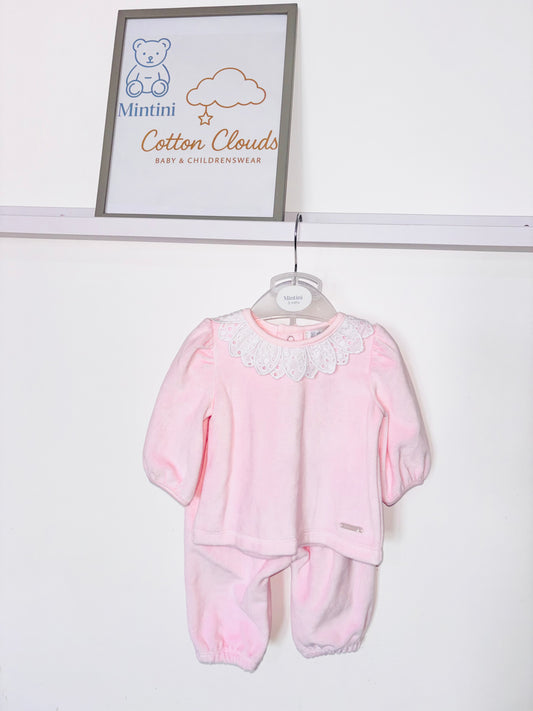 Mintini Pink Velour Trouser Set AW25