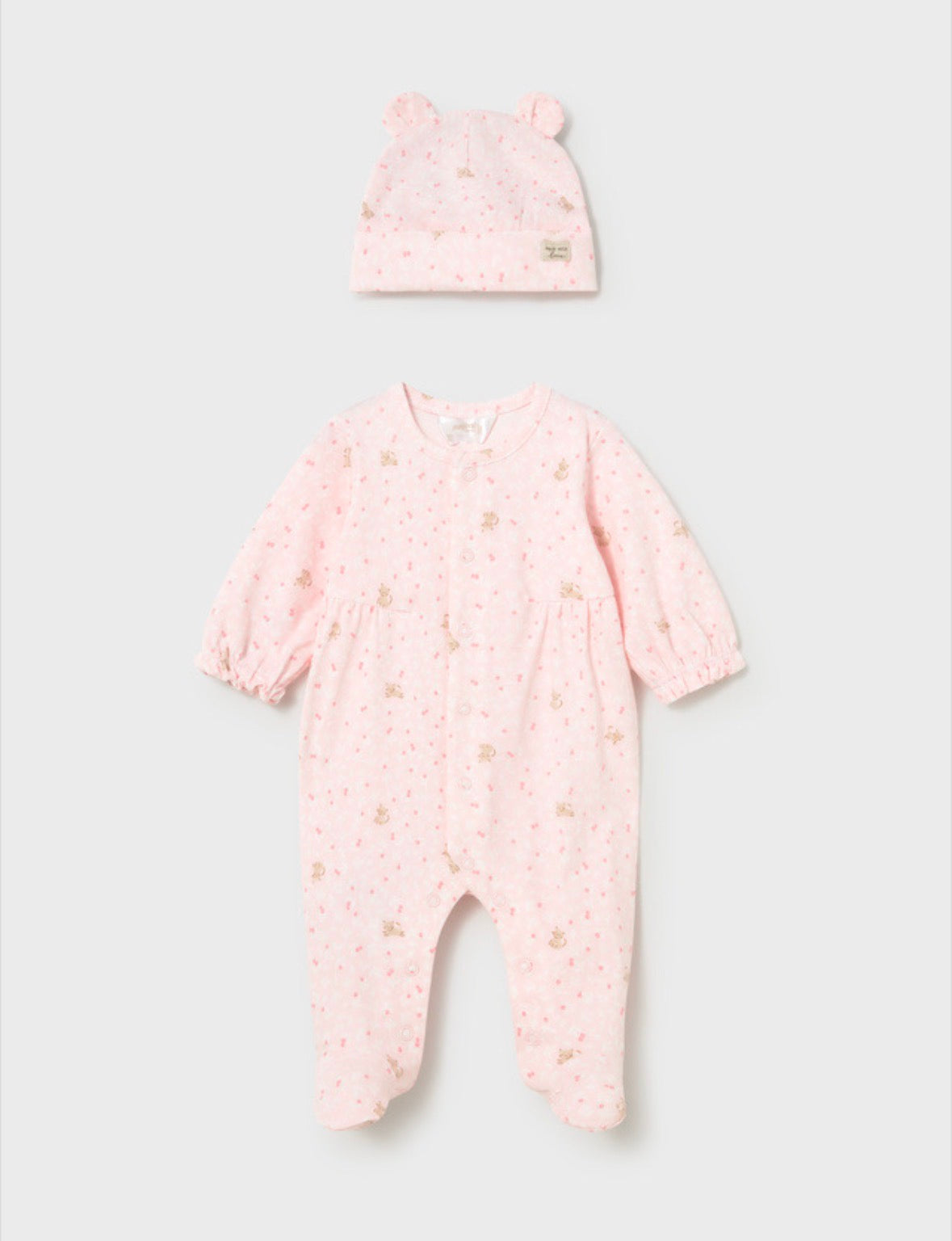 Mayoral Pink Kitten Onesie & Hat