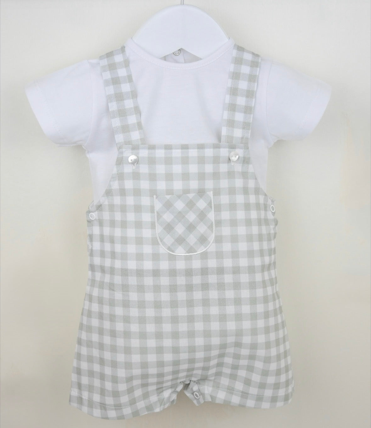 Pex Sage Green Flynn Check Dungaree
