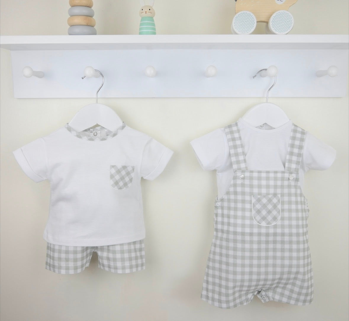 Pex Sage Green Flynn Check Dungaree