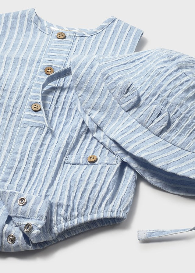 Mayoral Blue Stripe Romper & Hat