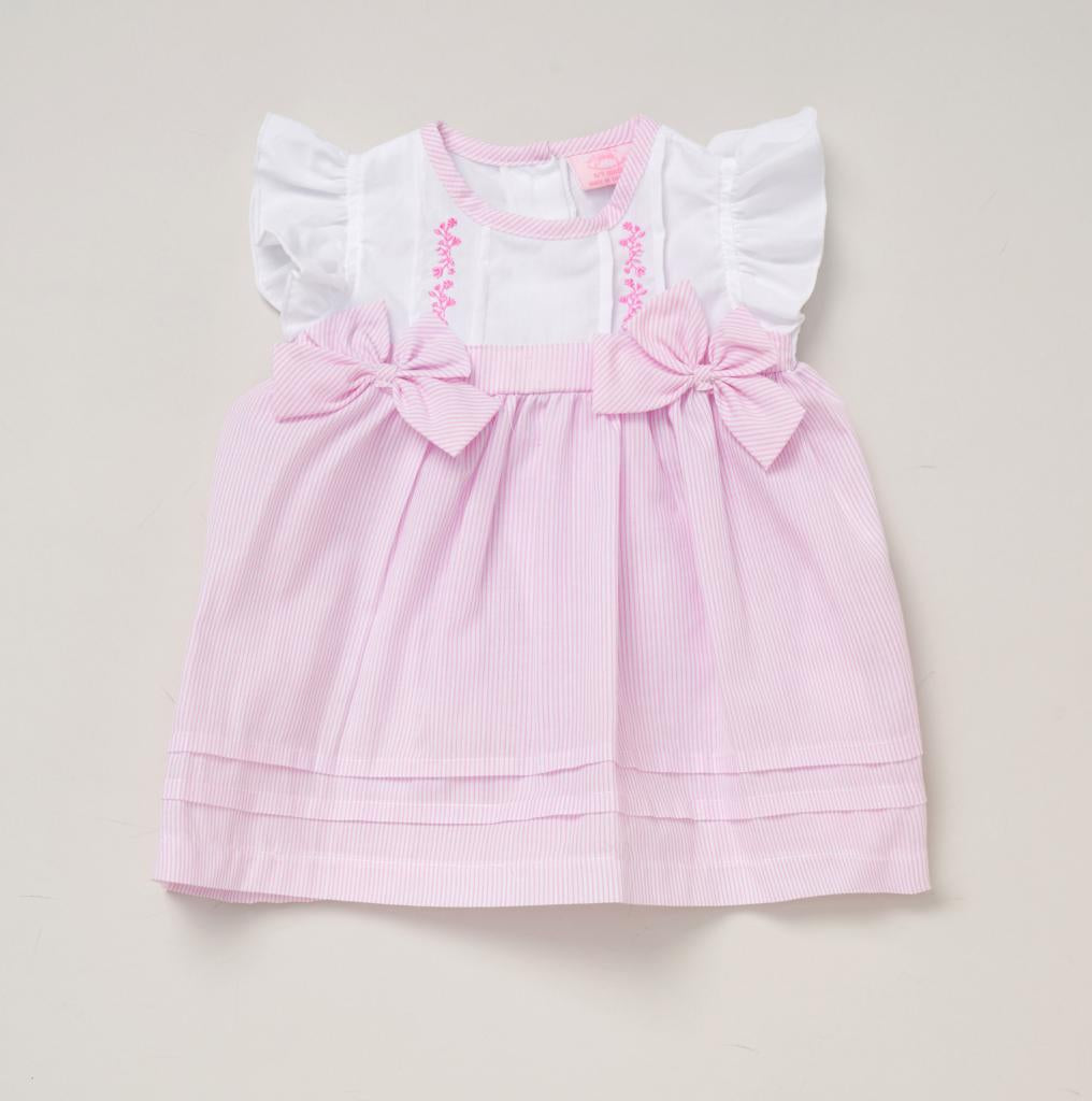 Pink Bow Stripe Dress Set