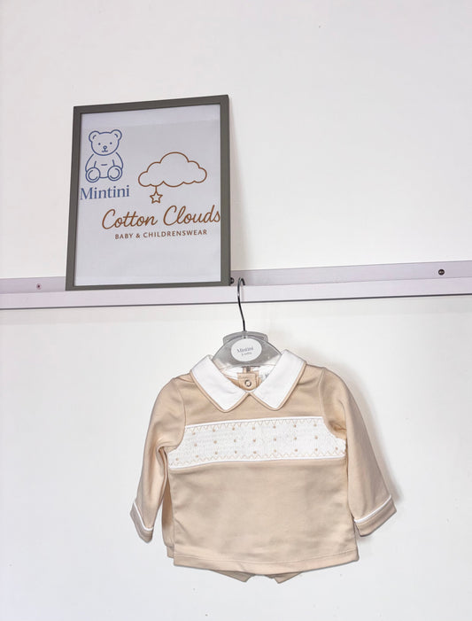 Mintini Beige Smock Shorts Set AW25