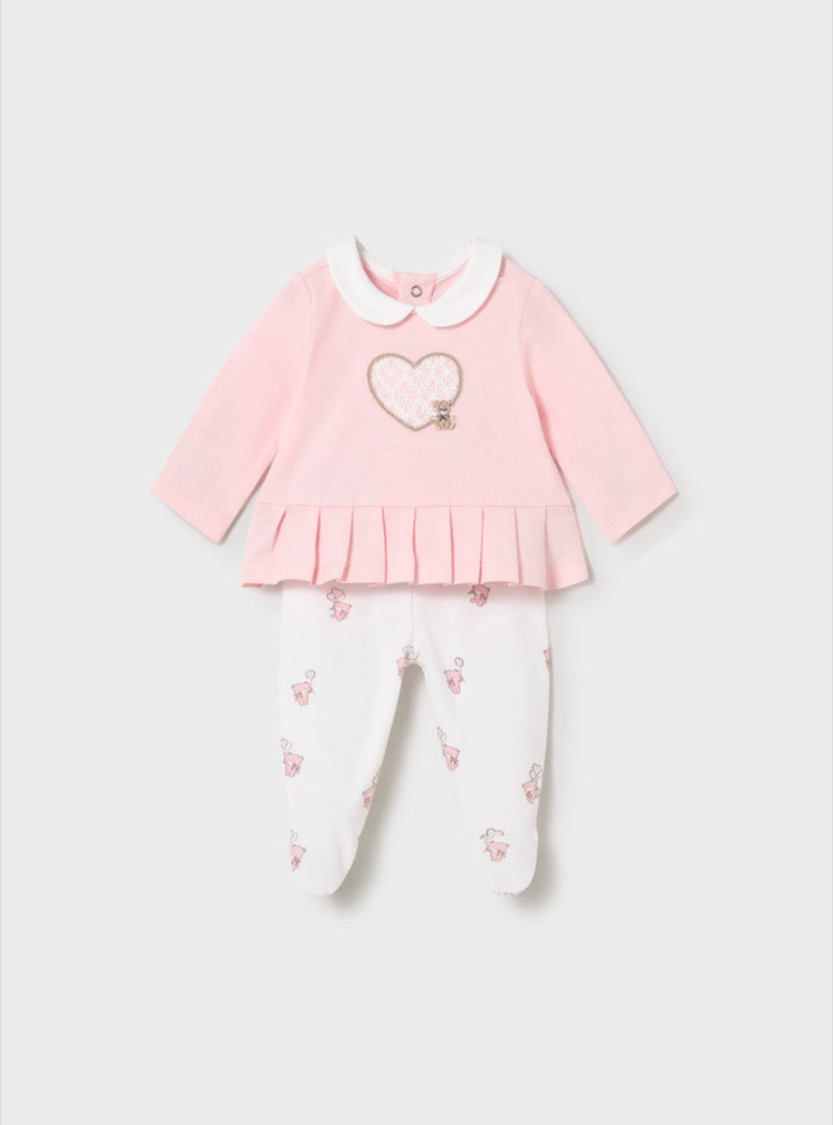 Mayoral Pink Bear Heart Trouser Set
