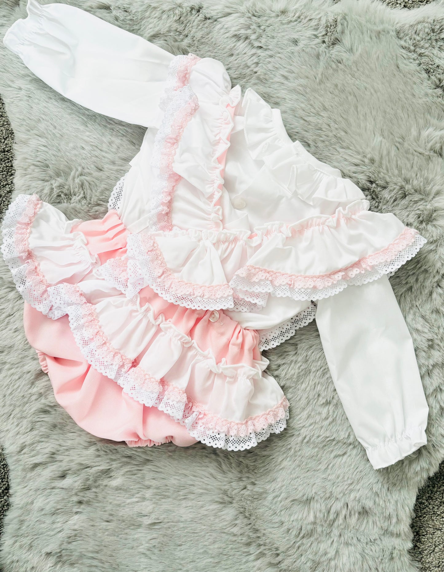 WeeMe Pink Frill Bow Romper Set