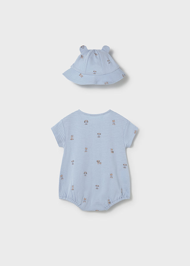 Mayoral Blue Puppy Romper & Hat