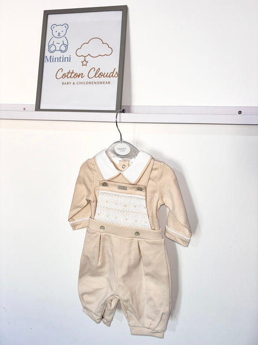 Mintini Beige Dungaree Set AW25