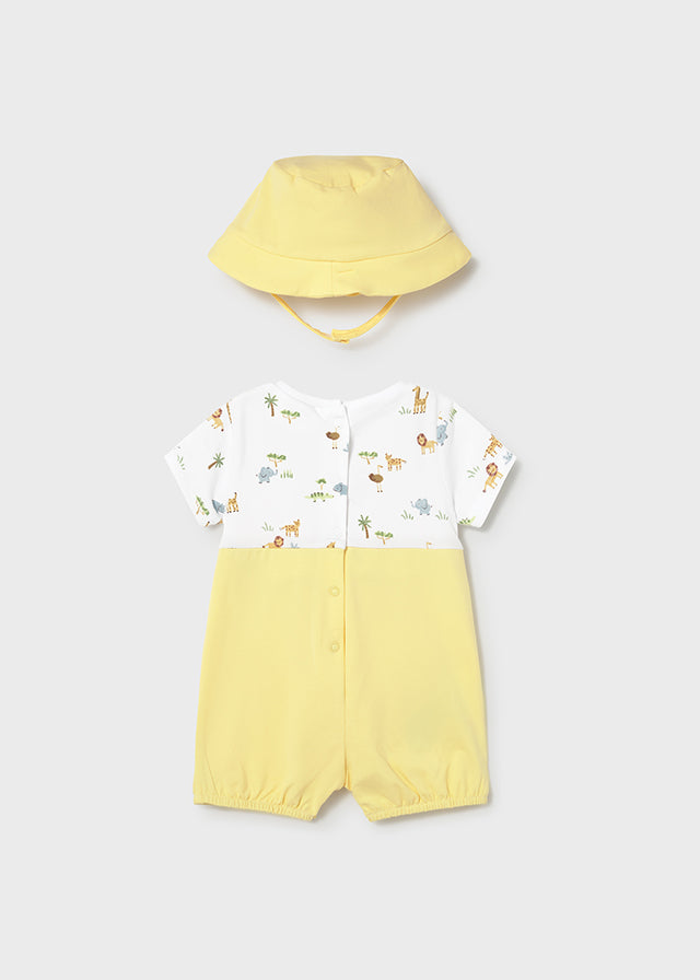 Mayoral Lemon Safari Romper & Hat