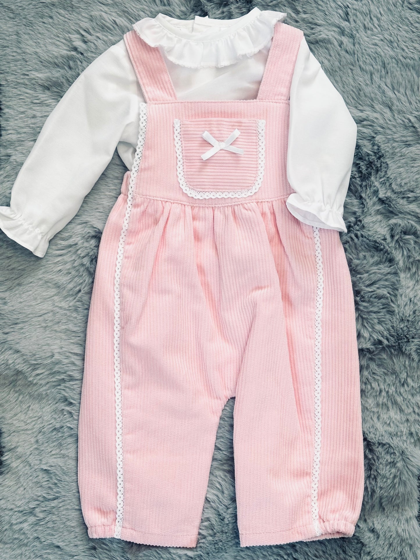 Pink Bow Dungaree Set