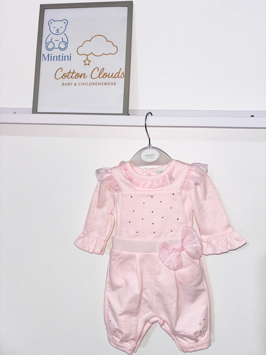 Mintini Pink Bow Dungaree AW25