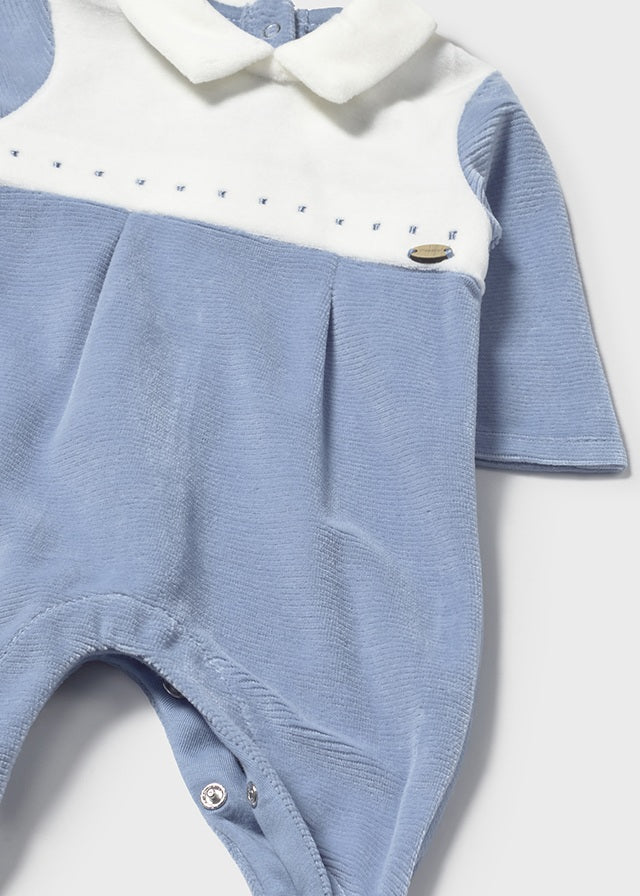 Mayoral Blue Velour Onesie