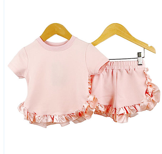 KCL London Peach Frill Shorts Sets