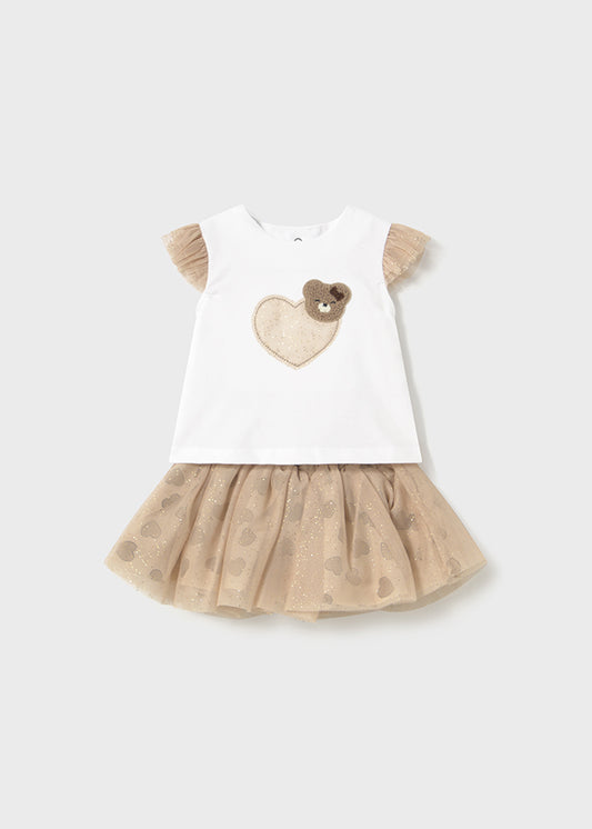 Preorder Mayoral Beige Bear Tutu Set