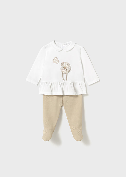 Mayoral Beige Flower Trouser Set