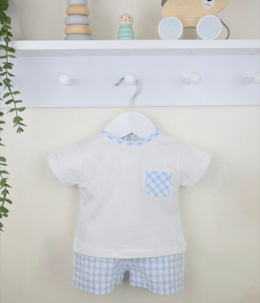 Pex Blue Flynn Check Shorts Outfit