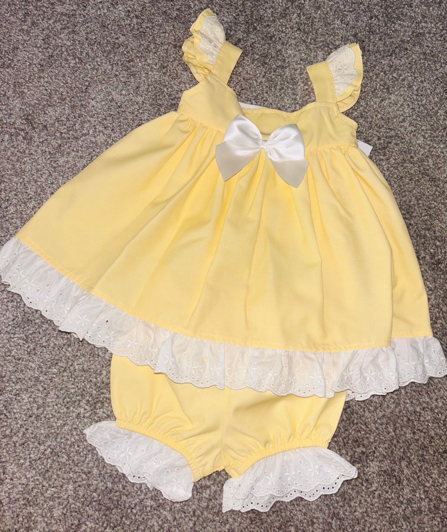 Lemon Bow Dress & Bloomer Set