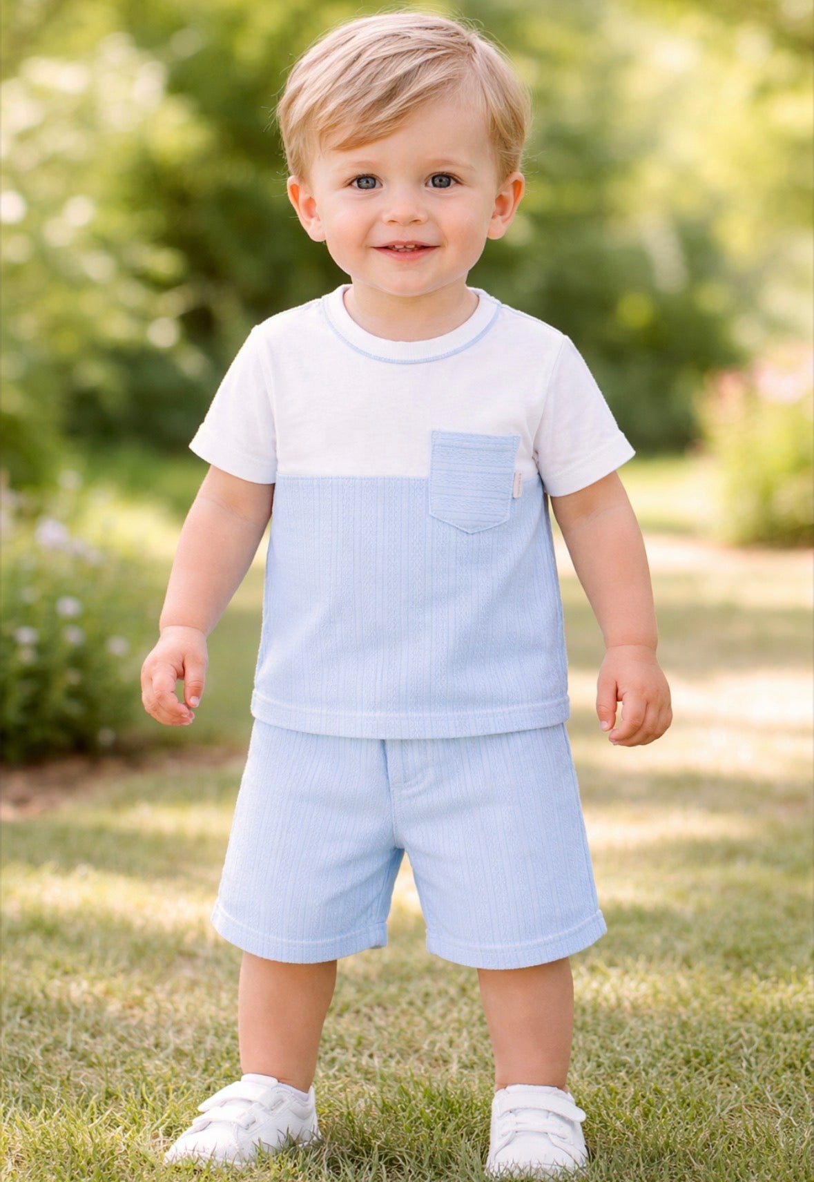 Pastels & Co Blue Henry Tshirt & Shorts