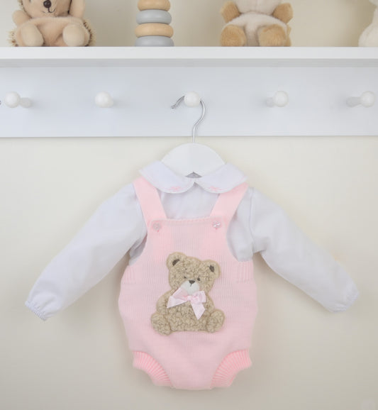 Pex Pink Bear Dungaree Set