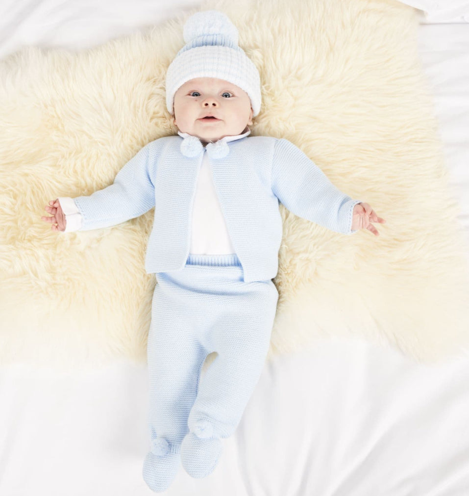 Dandelion Blue Pom Knitted Outfit