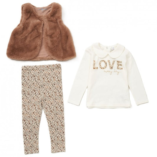 Love Fur Gilet Top & Legging Set