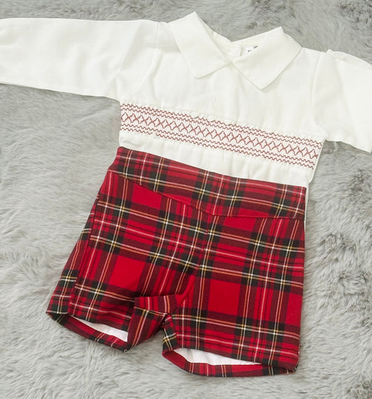 Red Tartan Shorts Set