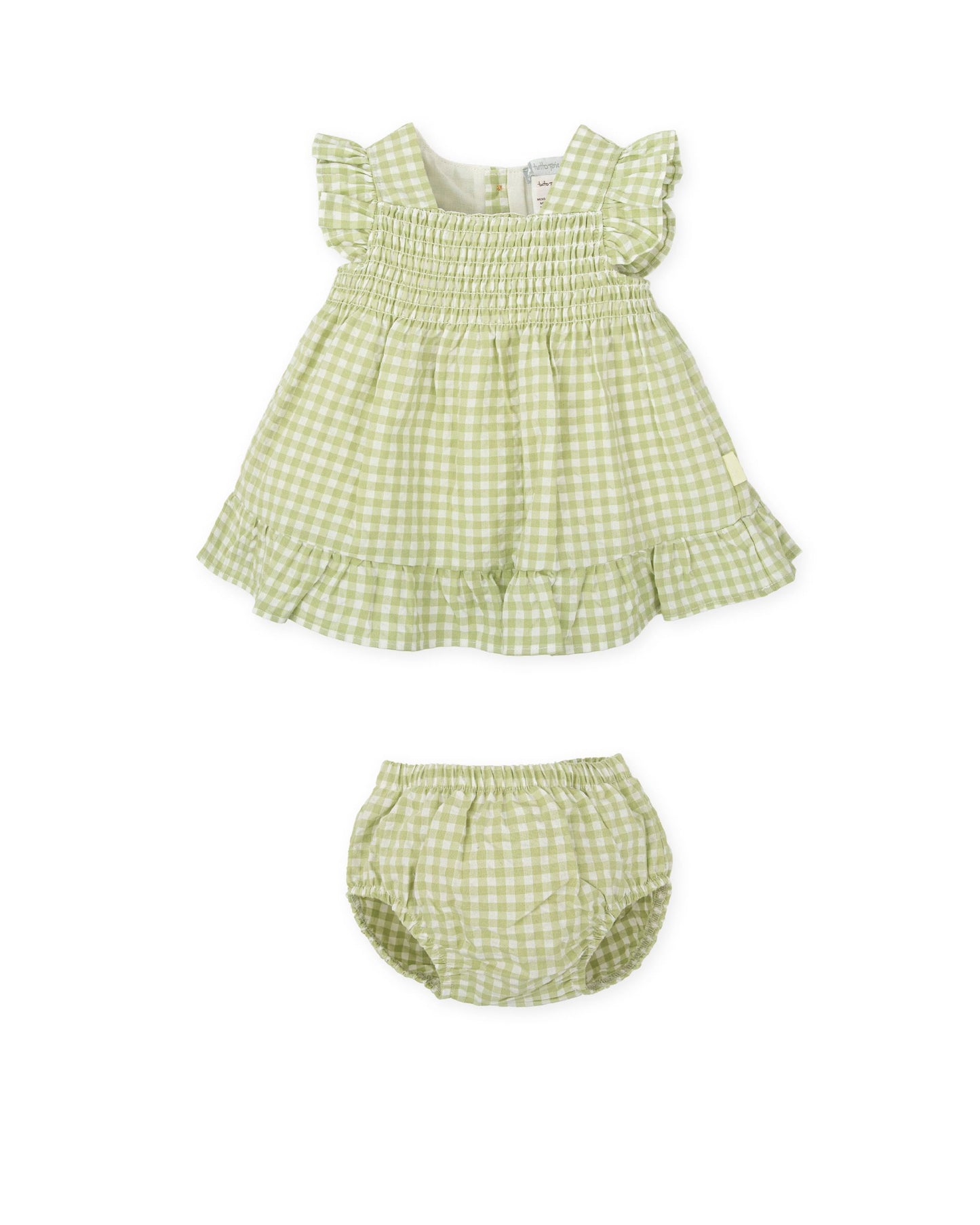 Preorder Tutto Piccolo Sage Check Dress Set