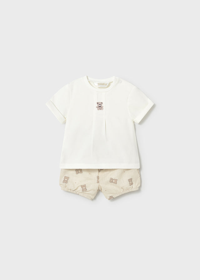 Mayoral Beige Teddy Shorts Set