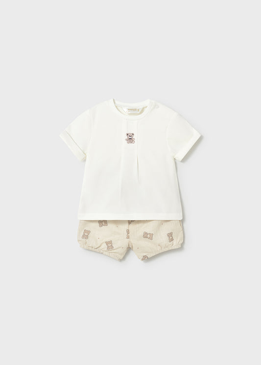 Mayoral Beige Teddy Shorts Set