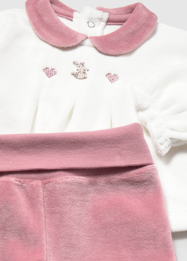 Mayoral Pink Bunny Velour Trouser Set