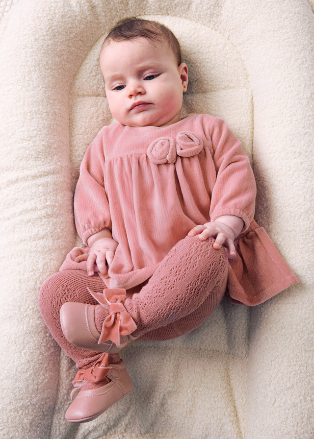 Mayoral Floral Corduroy Pink Dress
