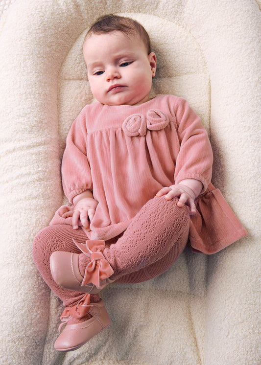 Mayoral Floral Corduroy Pink Dress