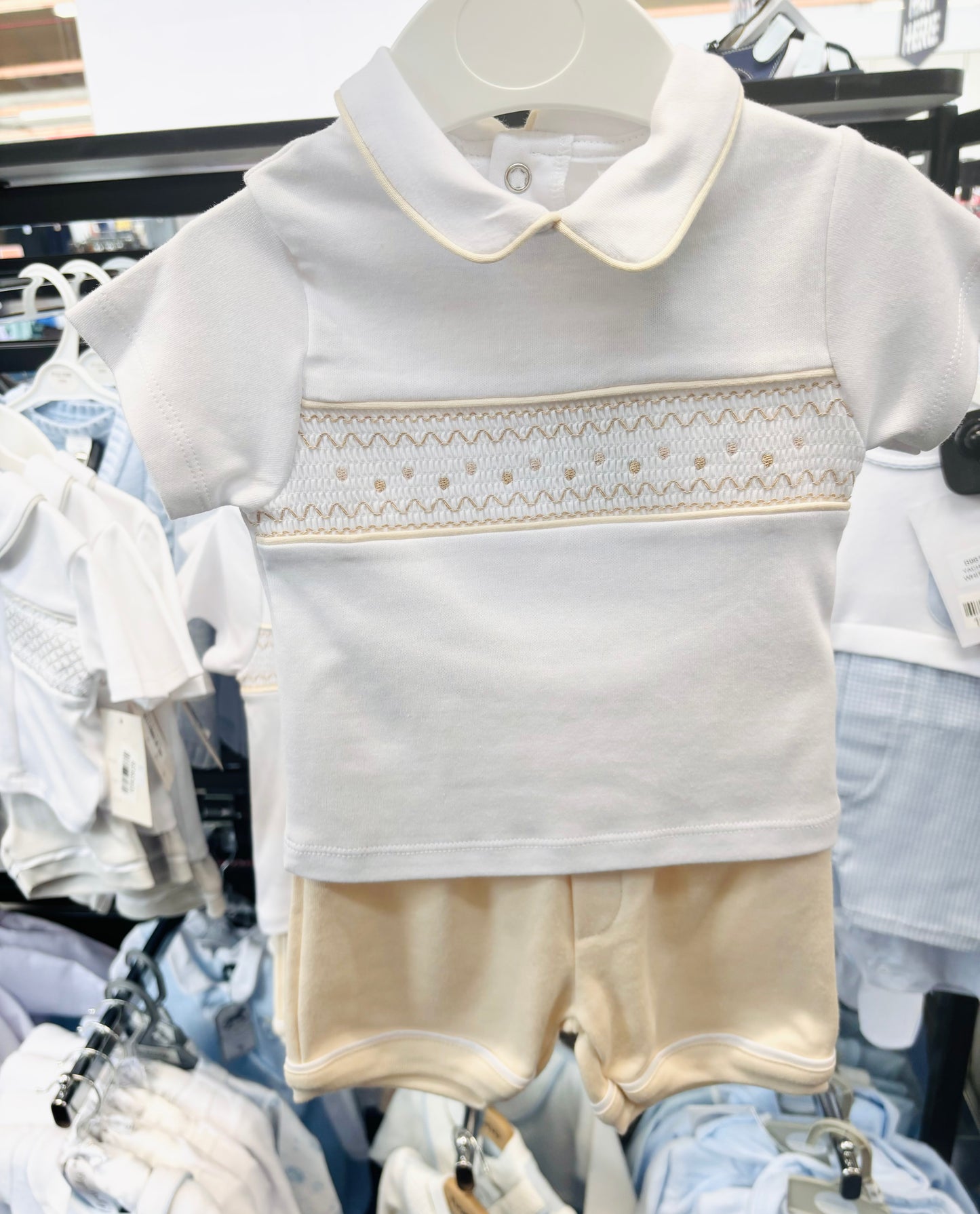 Beige Dot Shorts Set