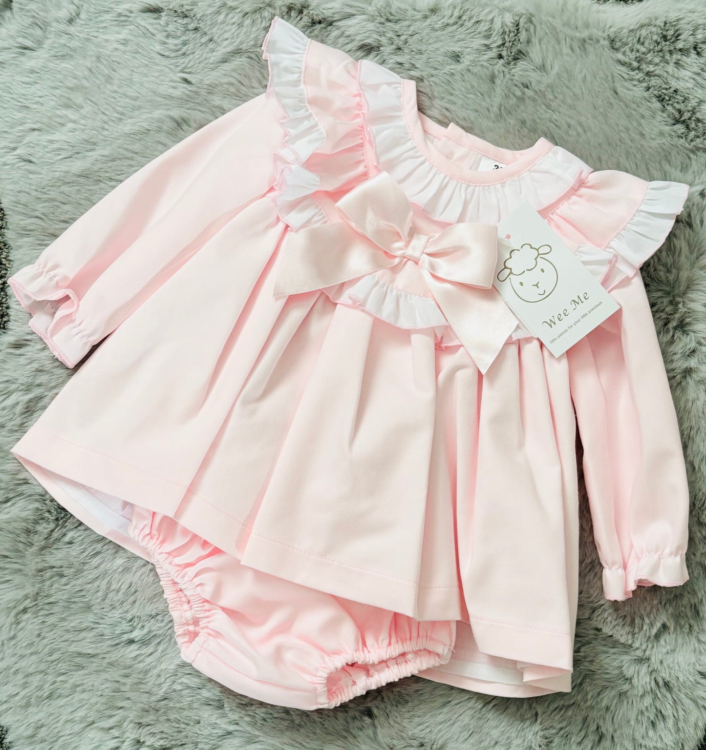 WeeMe Pink Cotton Frill Dress Set