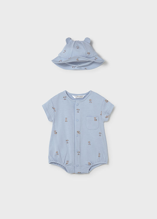 Mayoral Blue Puppy Romper & Hat