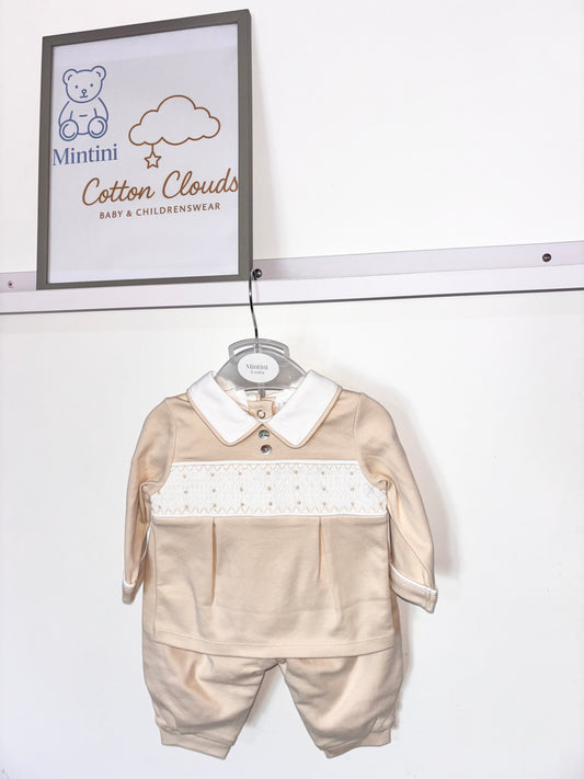 Mintini Beige Smock Trouser Set