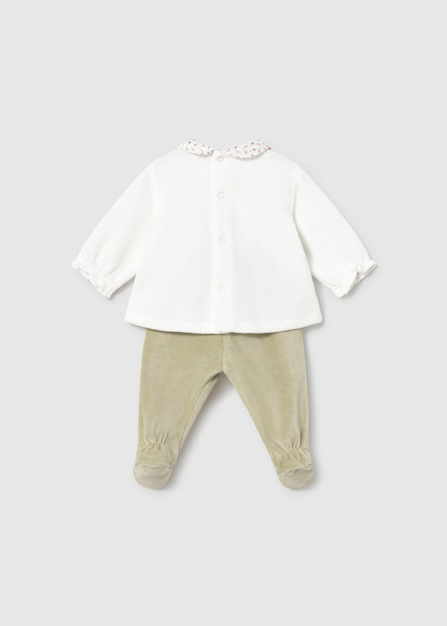 Mayoral Sage Flower Velour Trouser Set
