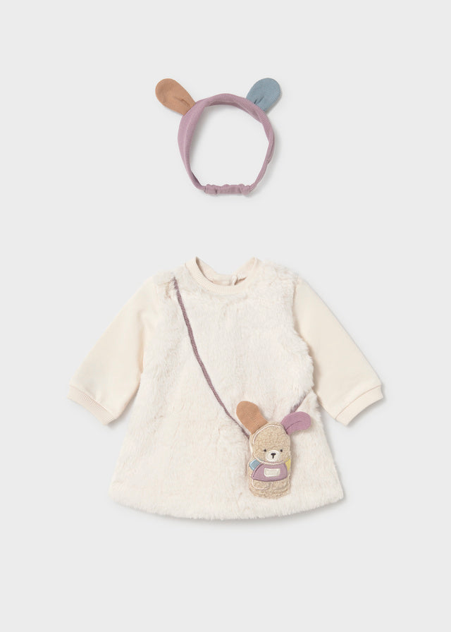 Mayoral Cream Fluffy Dress Set