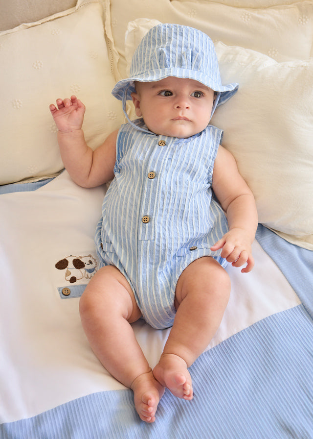 Mayoral Blue Stripe Romper & Hat