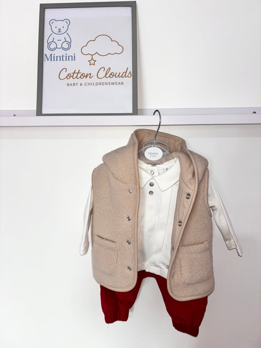 Mintini Red Beige Gilet Set AW25