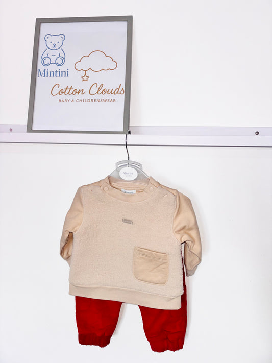 Mintini Red & Beige Trouser Set AW25