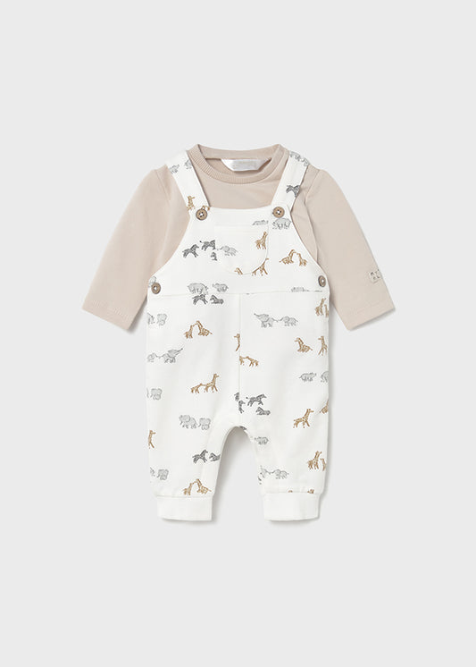 Mayoral Beige Safari Dungaree Set