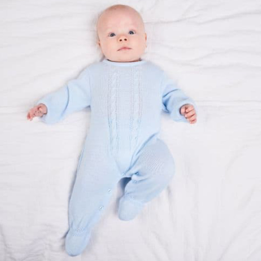 Dandelion Blue Cable Knit Onesie