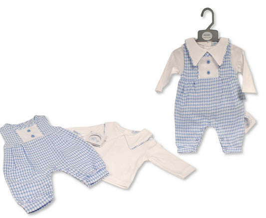 Blue Check Dungaree Set